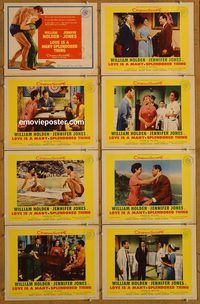 a447 LOVE IS A MANY-SPLENDORED THING 8 movie lobby cards '55 Holden
