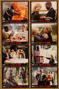 a460 MAN ON FIRE 8 movie lobby cards '04 Denzel Washington, Walken
