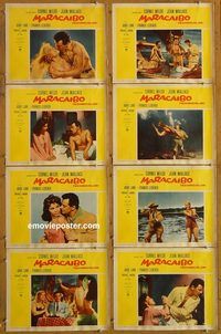 a466 MARACAIBO 8 movie lobby cards '58 Cornel Wilde, Jean Wallace