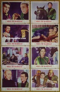 a467 MARCO THE MAGNIFICENT 8 movie lobby cards '66 Orson Welles, Quinn