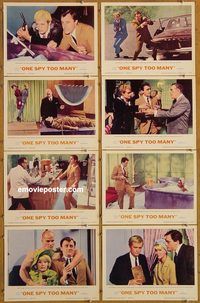 a521 ONE SPY TOO MANY 8 movie lobby cards '66 Man from UNCLE!
