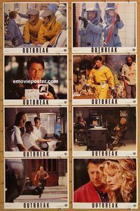 a528 OUTBREAK 8 movie lobby cards '95 Dustin Hoffman, Morgan Freeman