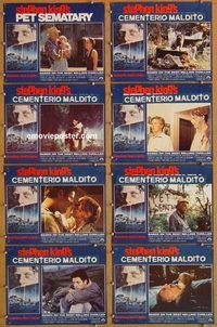 a541 PET SEMATARY 8 movie lobby cards '89 Stephen King horror!