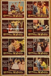 a593 ROMAN HOLIDAY 8 movie lobby cards '53 Audrey Hepburn, Greg Peck