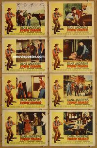 a727 TOWN TAMER 8 movie lobby cards '65 Dana Andrews, western!