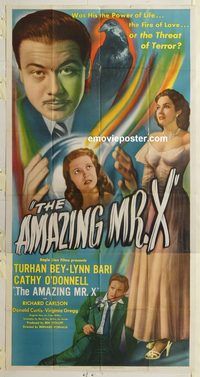 b941 SPIRITUALIST three-sheet movie poster '48 Turhan Bey, The Amazing Mr. X!