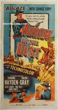 b579 ARROW IN THE DUST three-sheet movie poster '54 Sterling Hayden, Gray