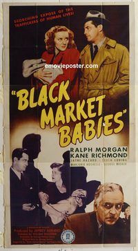 b591 BLACK MARKET BABIES three-sheet movie poster '45 Morgan, exploitation!