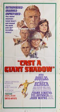 b607 CAST A GIANT SHADOW three-sheet movie poster '66 Kirk Douglas, Wayne