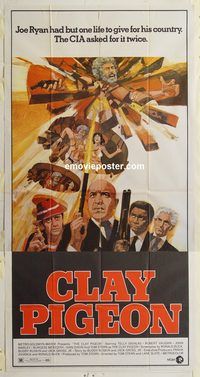 b614 CLAY PIGEON three-sheet movie poster '71 Telly Savalas, Vaughn