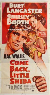 b618 COME BACK LITTLE SHEBA three-sheet movie poster '53 Burt Lancaster