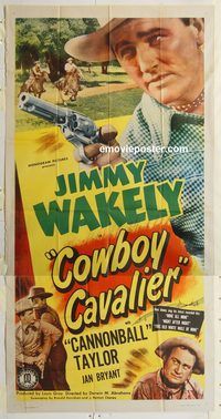 b623 COWBOY CAVALIER three-sheet movie poster '48 Jimmy Wakely western!
