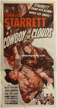 b625 COWBOY IN THE CLOUDS three-sheet movie poster '43 Charles Starrett
