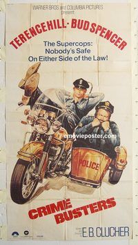 b628 CRIME BUSTERS three-sheet movie poster '76 Terence Hill, Bud Spencer