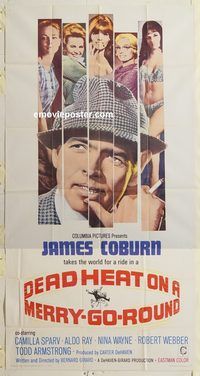 b637 DEAD HEAT ON A MERRY-GO-ROUND three-sheet movie poster '66 James Coburn