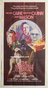 b643 DESTRUCTORS three-sheet movie poster '74 Caine, Marseille Contract!