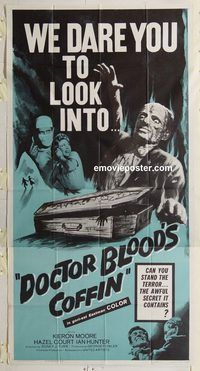 b651 DOCTOR BLOOD'S COFFIN three-sheet movie poster '61 cool horror image!