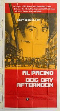 b653 DOG DAY AFTERNOON three-sheet movie poster '75 Al Pacino, Lumet