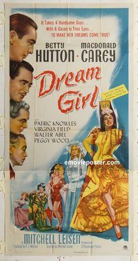 b654 DREAM GIRL three-sheet movie poster '48 Betty Hutton, Macdonald Carey