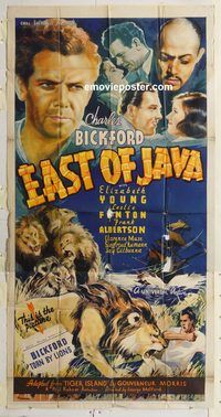 b656 EAST OF JAVA three-sheet movie poster '35 Charles Bickford
