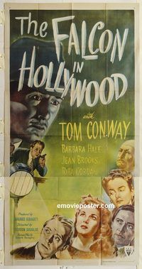 b662 FALCON IN HOLLYWOOD three-sheet movie poster '44 Tom Conway, Hale