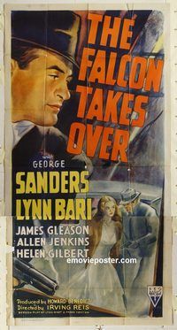 b663 FALCON TAKES OVER three-sheet movie poster '42 George Sanders, Bari