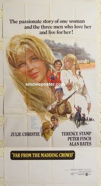 b664 FAR FROM THE MADDING CROWD three-sheet movie poster '68 Christie