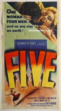 b667 FIVE three-sheet movie poster '51 Arch Oboler, apocalyptic sci-fi!