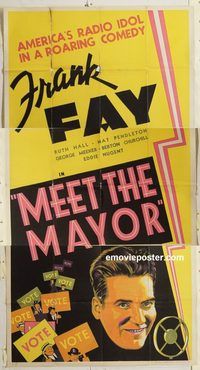b671 FOOL'S ADVICE three-sheet movie poster R38 Meet the Mayor, Frank Fay