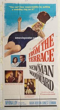 b681 FROM THE TERRACE three-sheet movie poster '60 Newman, Woodward