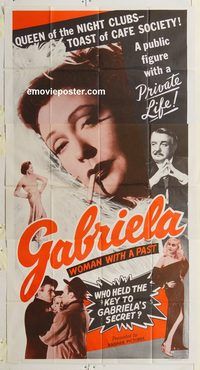b684 GABRIELA three-sheet movie poster '56 sexy woman w/cigarette!