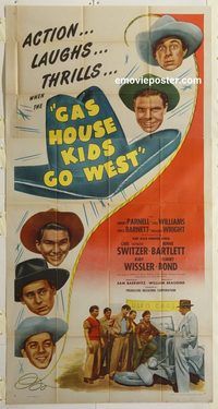 b686 GAS HOUSE KIDS GO WEST three-sheet movie poster '47 Alfalfa Switzer