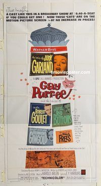b687 GAY PURR-EE three-sheet movie poster '62 Judy Garland, cartoon cats!