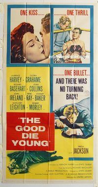 b701 GOOD DIE YOUNG three-sheet movie poster '54 Harvey, Gloria Grahame