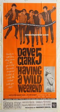 b709 HAVING A WILD WEEKEND three-sheet movie poster '65 The Dave Clark 5!
