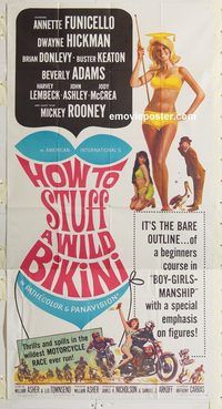 b727 HOW TO STUFF A WILD BIKINI three-sheet movie poster '65 Annette
