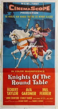 b762 KNIGHTS OF THE ROUND TABLE three-sheet movie poster '54 Robert Taylor
