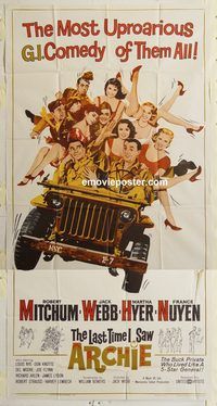 b765 LAST TIME I SAW ARCHIE three-sheet movie poster '61 Robert Mitchum