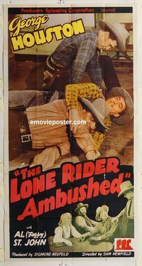 b772 LONE RIDER AMBUSHED three-sheet movie poster '41 Sam Newfield