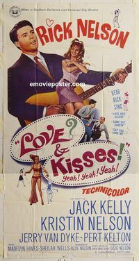 b776 LOVE & KISSES three-sheet movie poster '65 Ricky Nelson, Jack Kelly