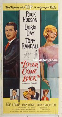 b779 LOVER COME BACK three-sheet movie poster '62 Hudson, Day
