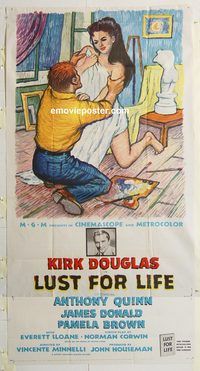 b783 LUST FOR LIFE three-sheet movie poster '56 Kirk Douglas as Van Gogh!