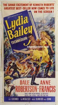 b784 LYDIA BAILEY three-sheet movie poster '52 Dale Robertson, Francis