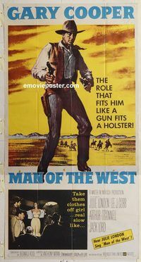 b796 MAN OF THE WEST three-sheet movie poster '58 Gary Cooper, Julie London