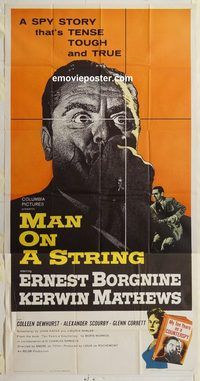 b797 MAN ON A STRING three-sheet movie poster '60 Ernest Borgnine, Mathews