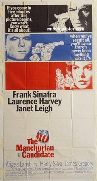 b802 MANCHURIAN CANDIDATE three-sheet movie poster '62 Frank Sinatra