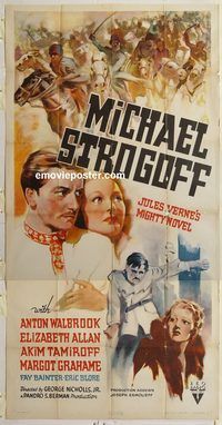 b810 MICHAEL STROGOFF three-sheet movie poster '37 Akim Tamiroff