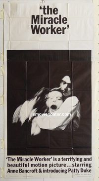 b811 MIRACLE WORKER three-sheet movie poster '62 Anne Bancroft, Patty Duke