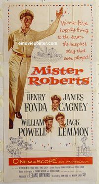b816 MISTER ROBERTS three-sheet movie poster '55 Henry Fonda, James Cagney