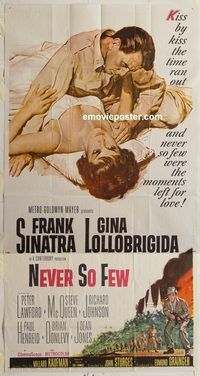 b830 NEVER SO FEW three-sheet movie poster '59 Frank Sinatra, Lollobrigida